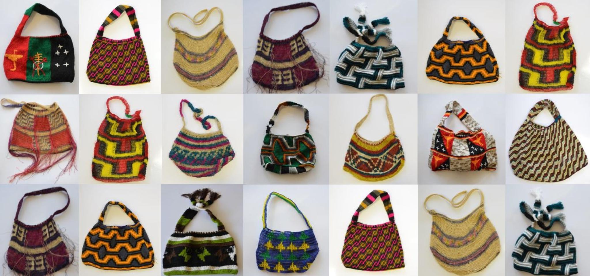 The bilum is a traditional PNG hand woven bag which incorporates a range of different weaves and patterns