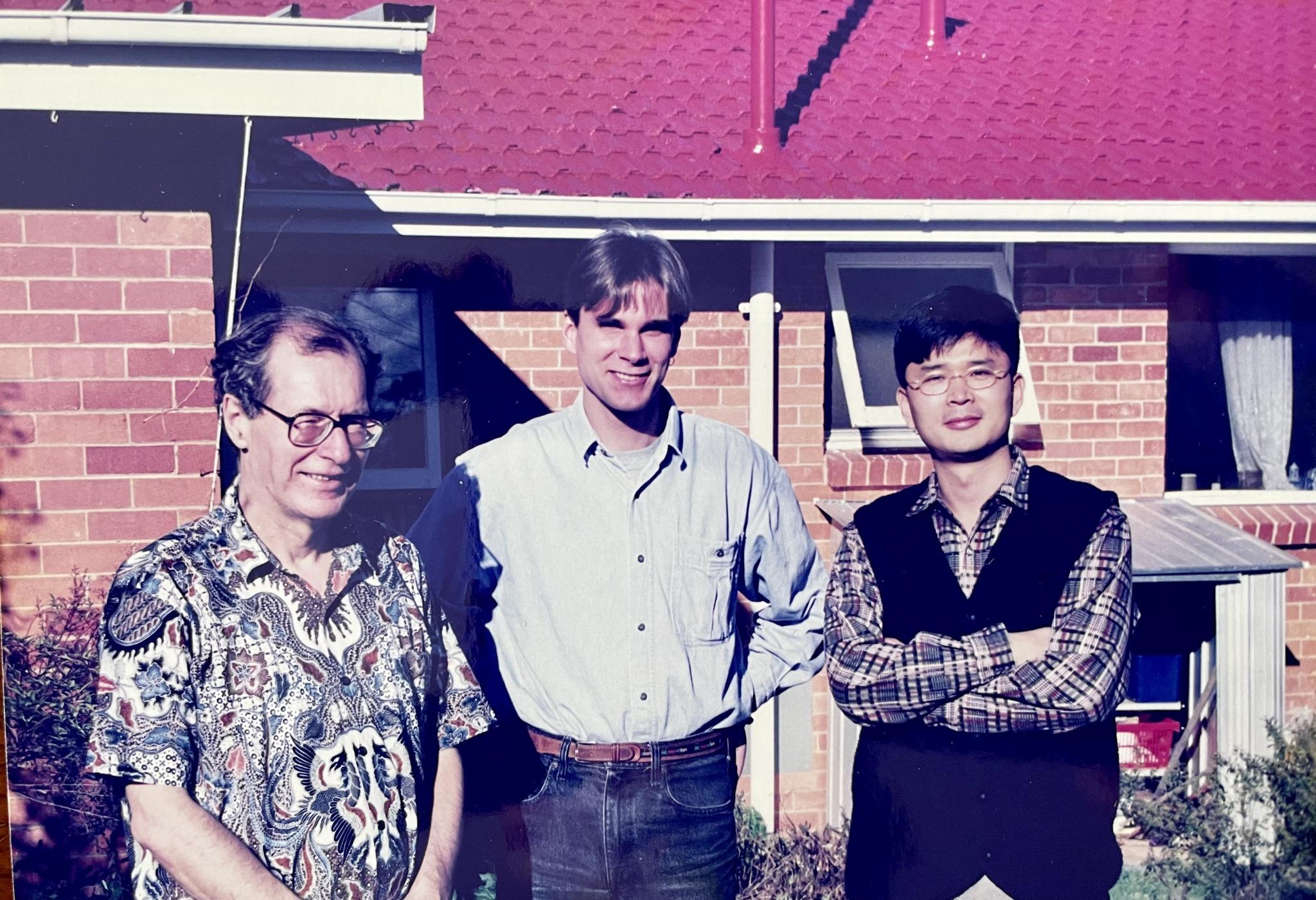 Harold Crouch (left) with PhD students, Marcus Mietzner (now an Indonesia specialist based at ANU) and Inwon Hwang (South Korea's leading Malaysian politics expert), c. 1997.