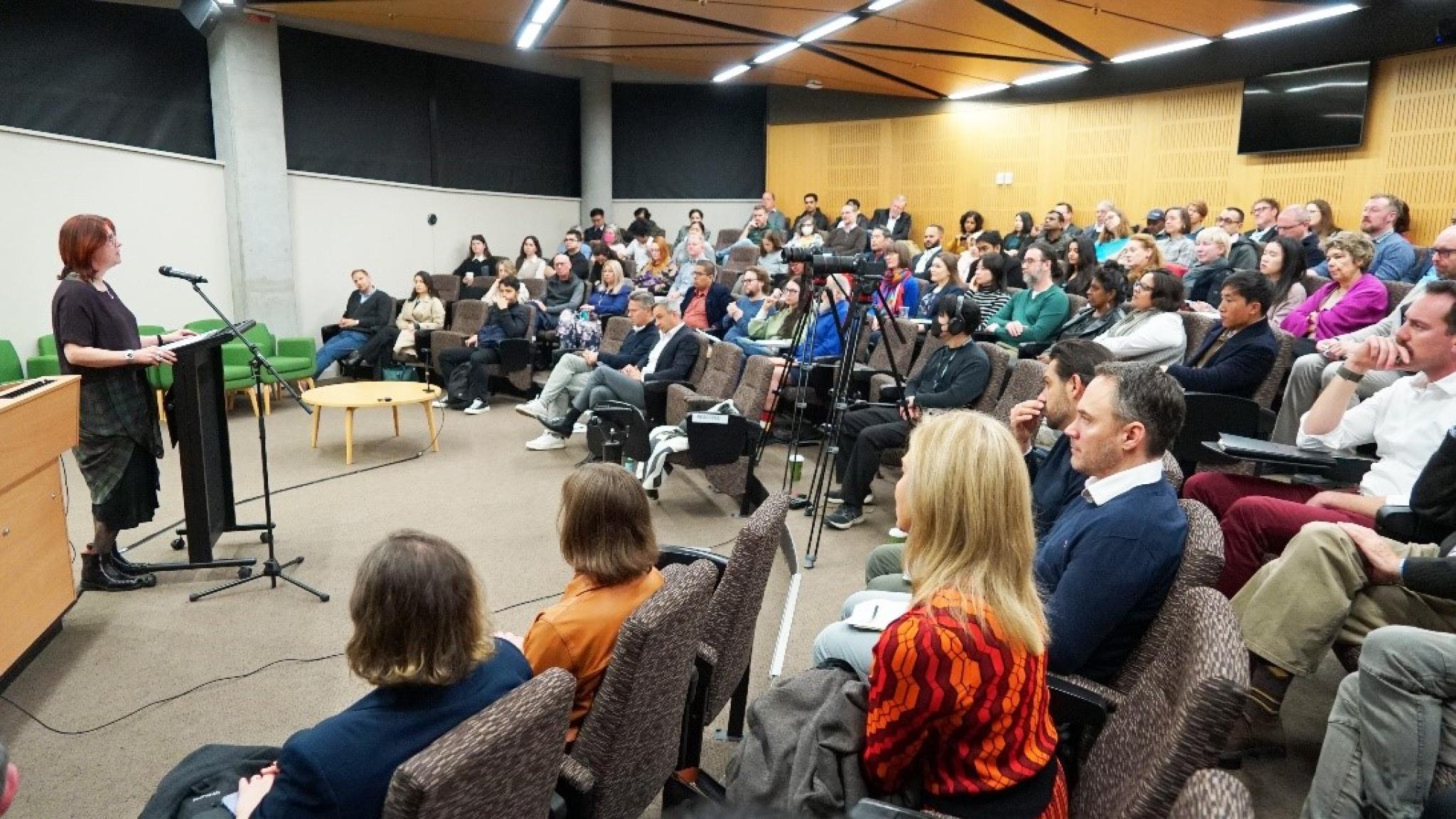 Prof Helen Sullivan, Dean of ANU College of Asia and the Pacific, delivers her opening remarks