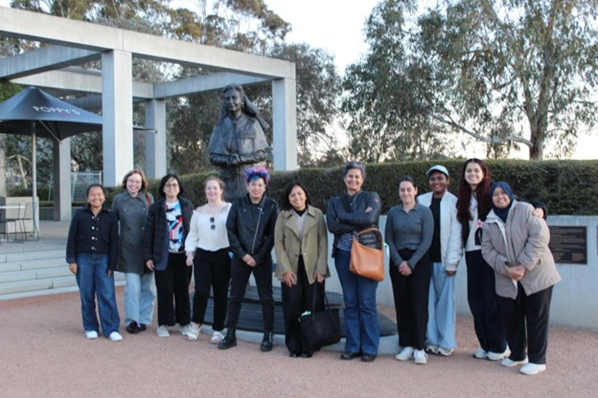INTR8077 students with the WPS Symposium participants at the War Memorial