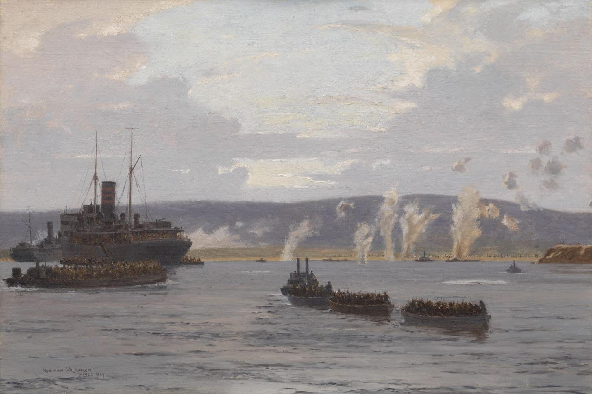 Norman Wilkinson, The Landing in Suvla Bay: Early Morning, 7 August 1915. Art.IWM ART 2451.