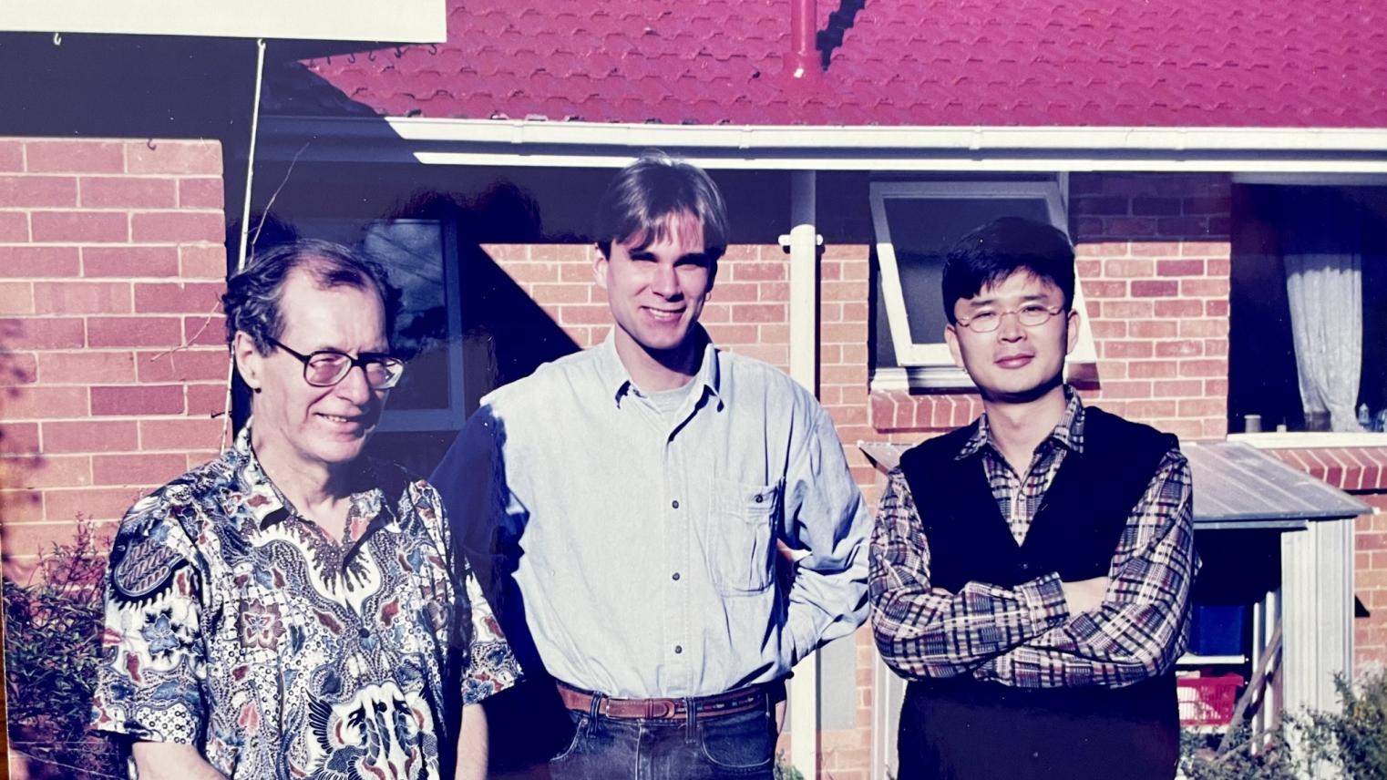 Harold Crouch (left) with PhD students, Marcus Mietzner (now an Indonesia specialist based at ANU) and Inwon Hwang (South Korea's leading Malaysian politics expert), c. 1997.