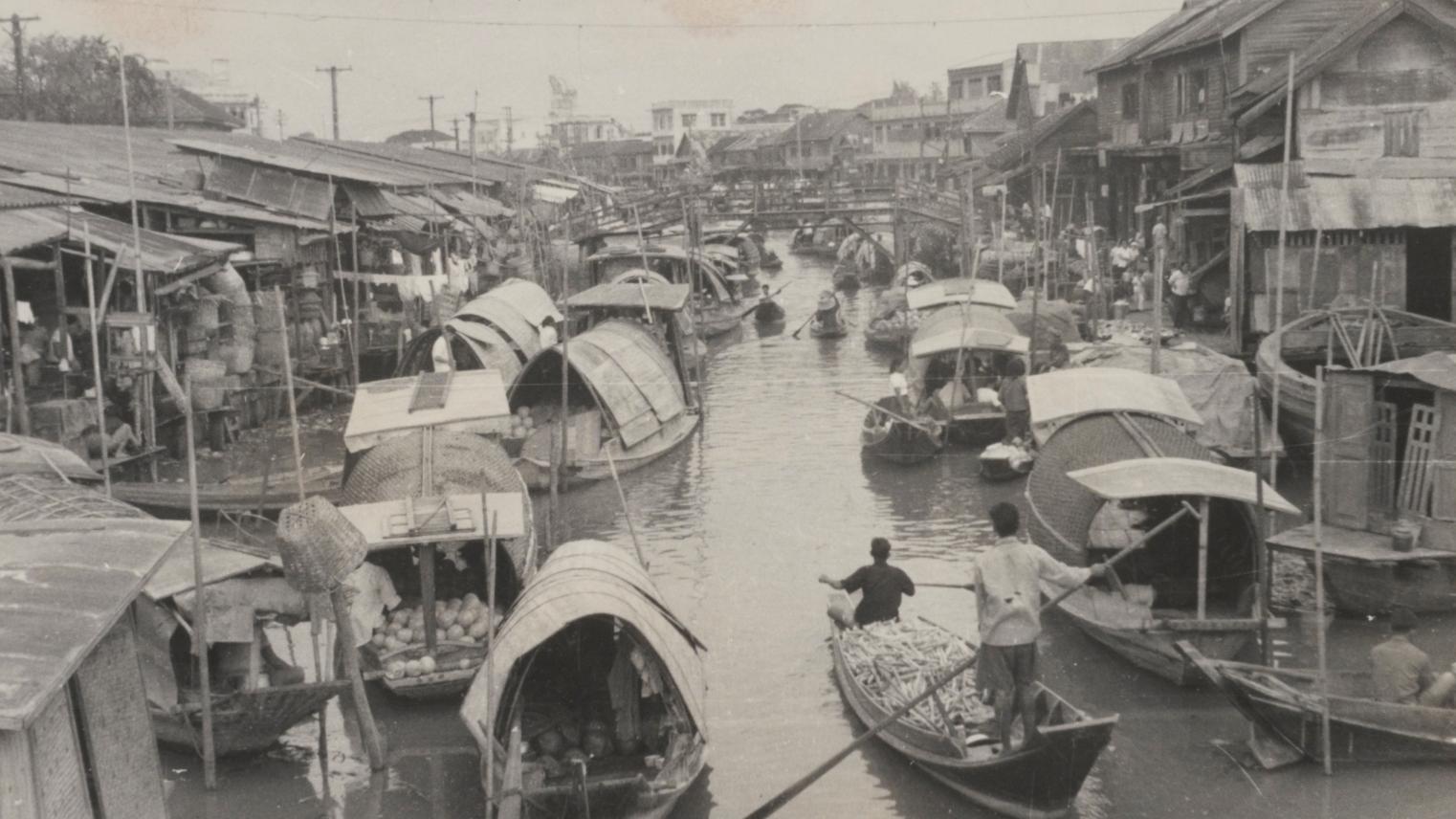 Floating market, Bangkok, 1958