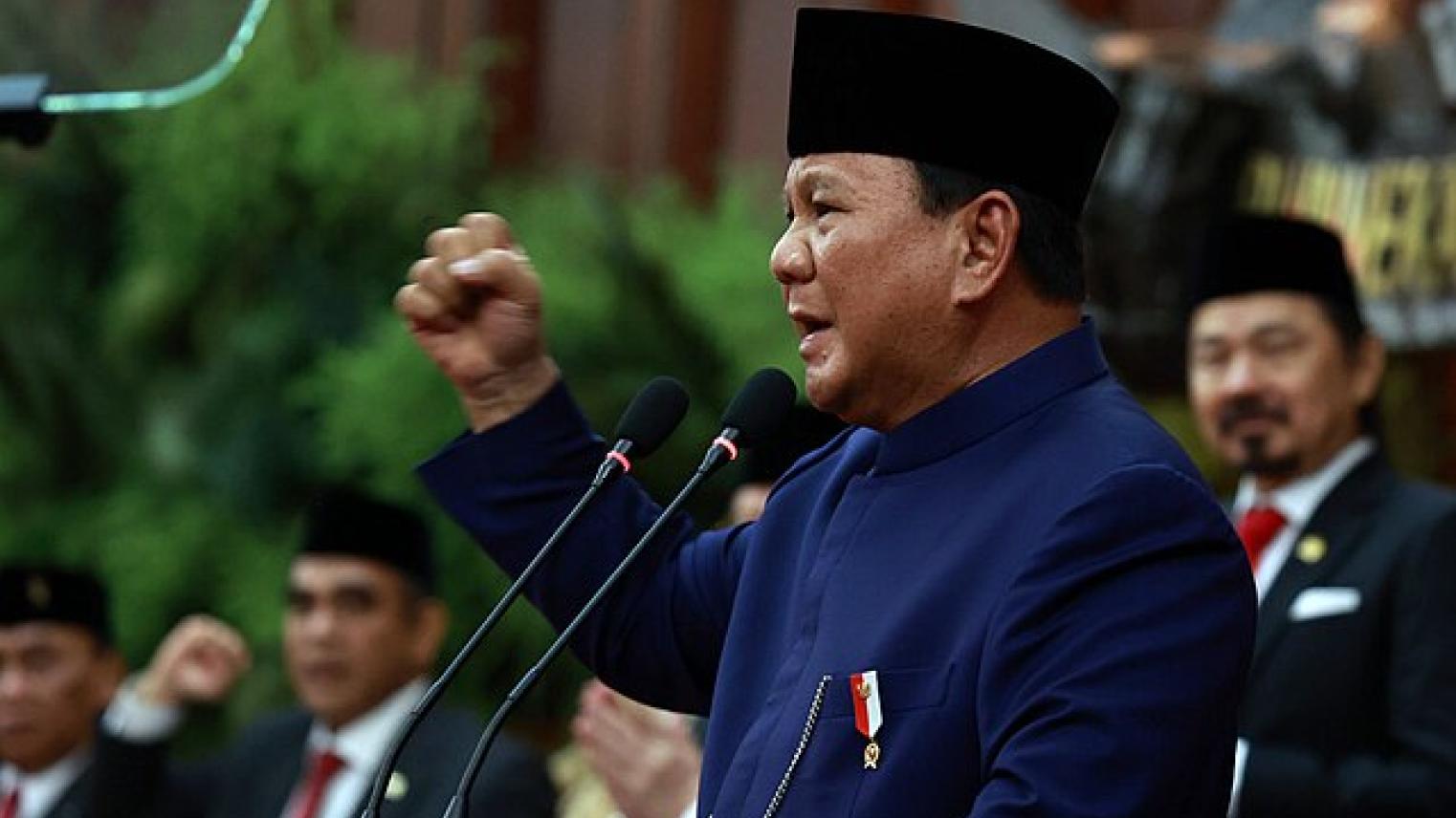 Prabowo Subianto delivers first speech as President of Indonesia